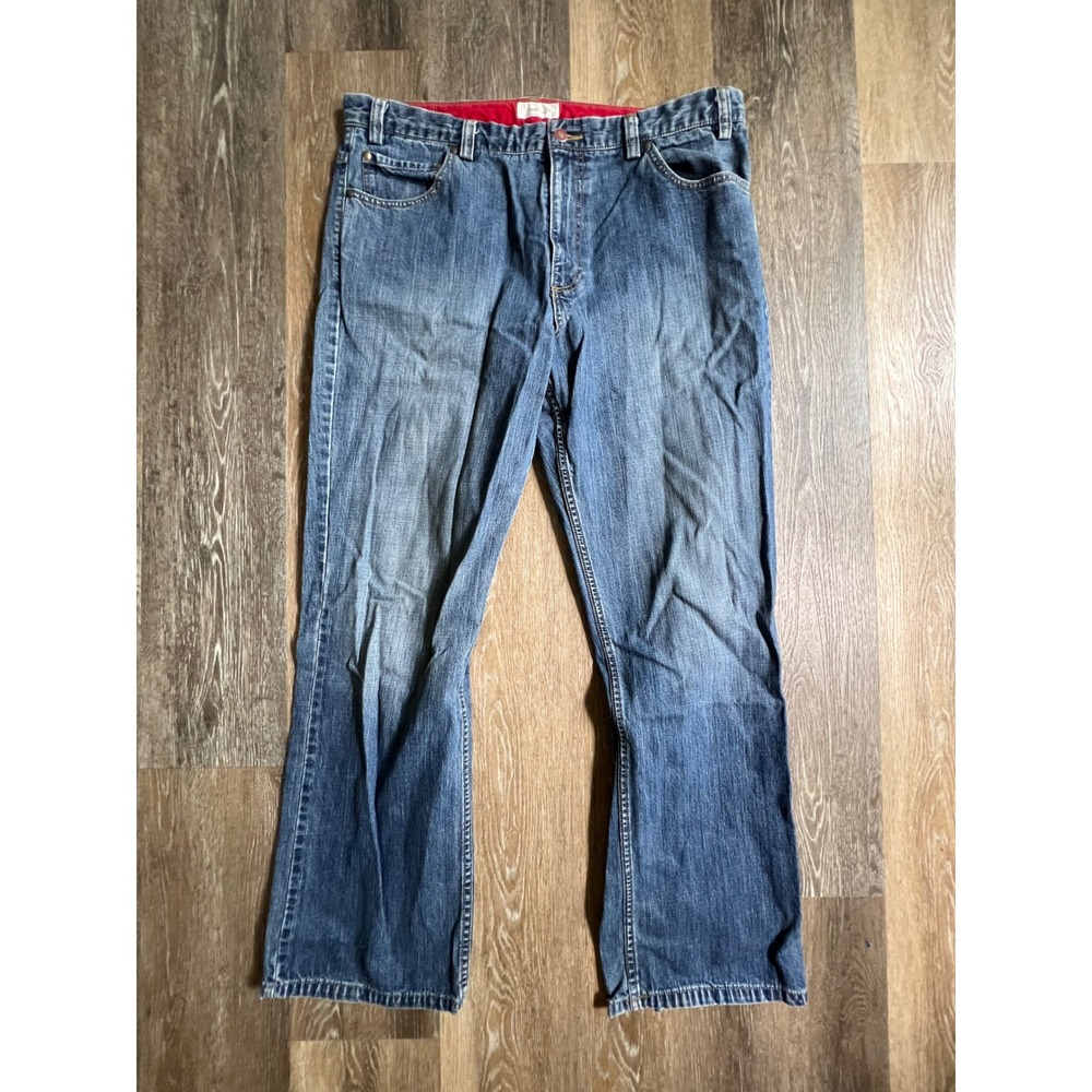 Dockers Denim Jeans Mens 38x30 Blue Straight Leg Red Waistband Lining
